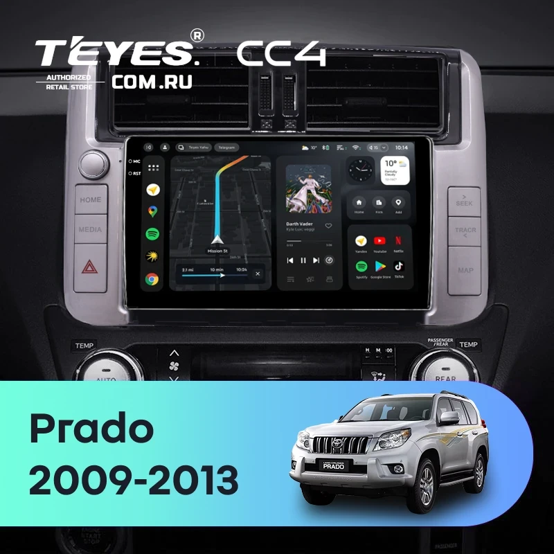 Штатная магнитола Teyes CC4 8/128 Toyota Land Cruiser Prado 150 (2009-2013) F2 Тип-C