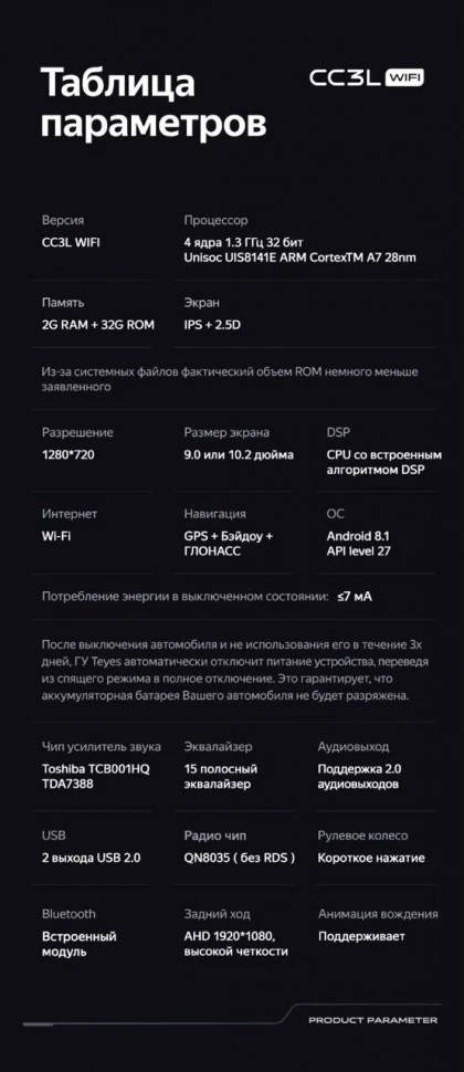 Штатная магнитола Teyes CC3L WiFi 2/32 Hyundai i40 (2011-2019)
