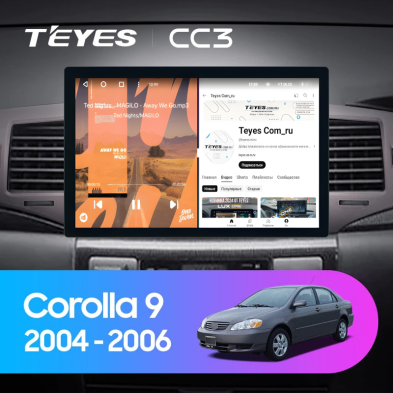 Штатная магнитола Teyes CC3 2K 4/32 Toyota Corolla 9 E120 (2004-2006) (11")