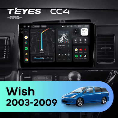 Штатная магнитола Teyes CC4 8/128 Toyota Wish (2003-2009) F2 Правый руль
