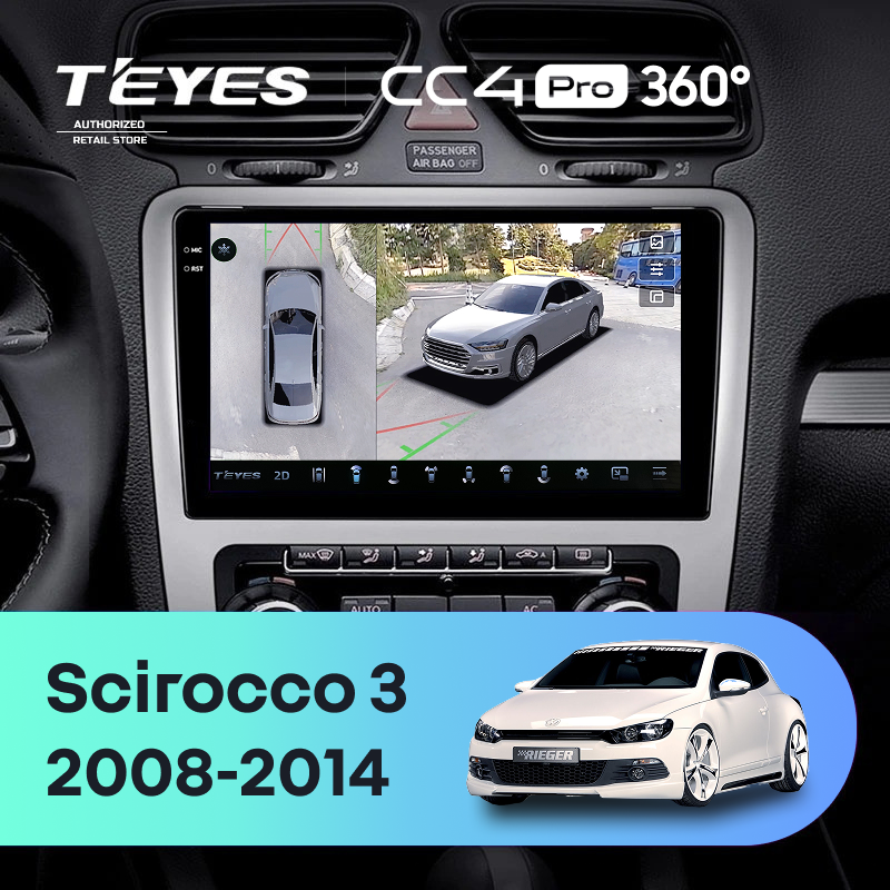 Штатная магнитола Teyes CC4 Pro 360 12/256 Volkswagen Scirocco 3 (2008-2014) F3 (Серая)