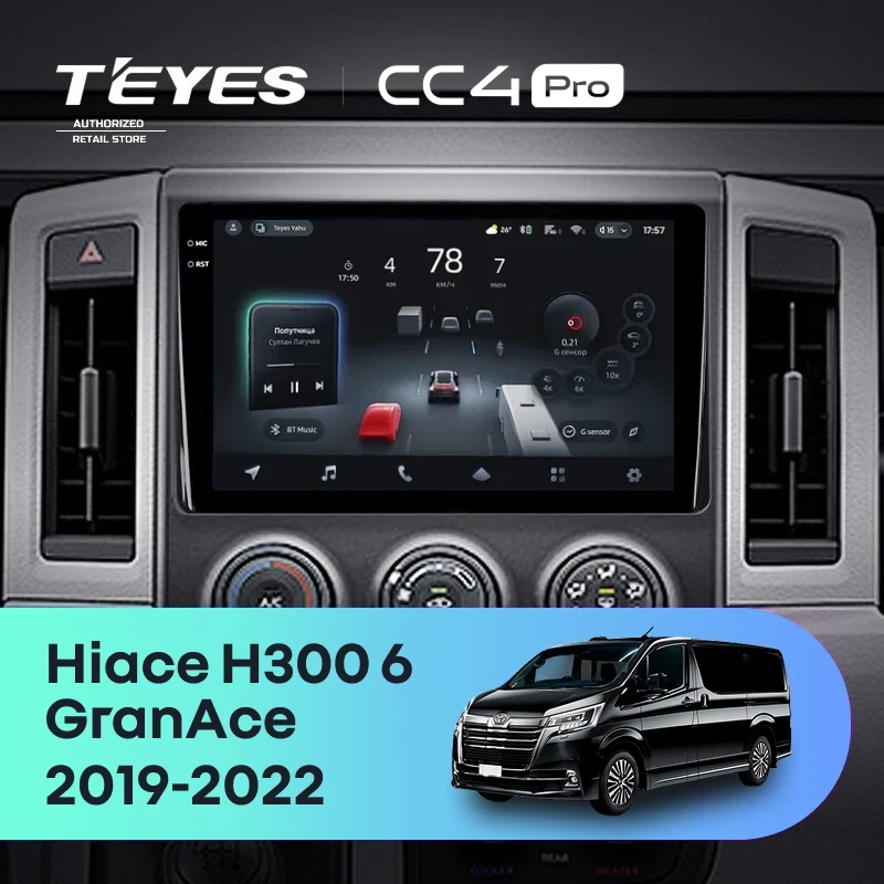 Штатная магнитола Teyes CC4 Pro 8/128 Toyota Hiace H300 VI (2019-2022) Тип-B
