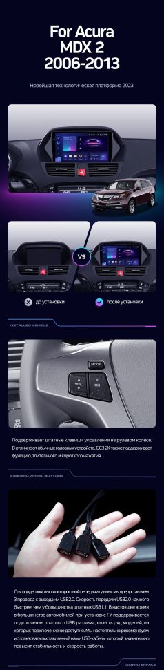 Штатная магнитола Teyes CC3 2K 4/64 Acura MDX YD2 (2006-2013)