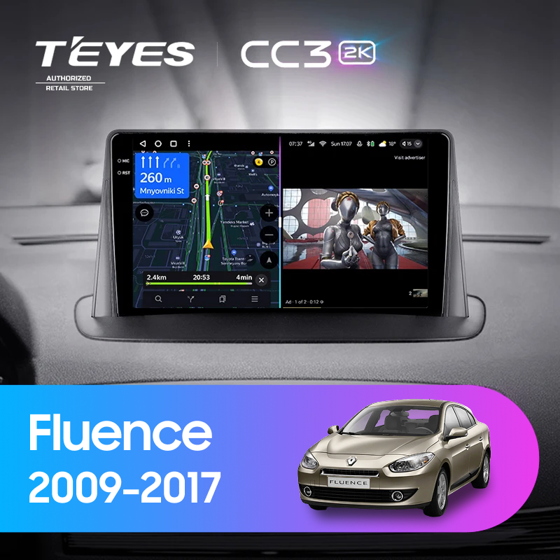 Штатная магнитола Teyes CC3 2K 4/64 Renault Fluence (2009-2017)