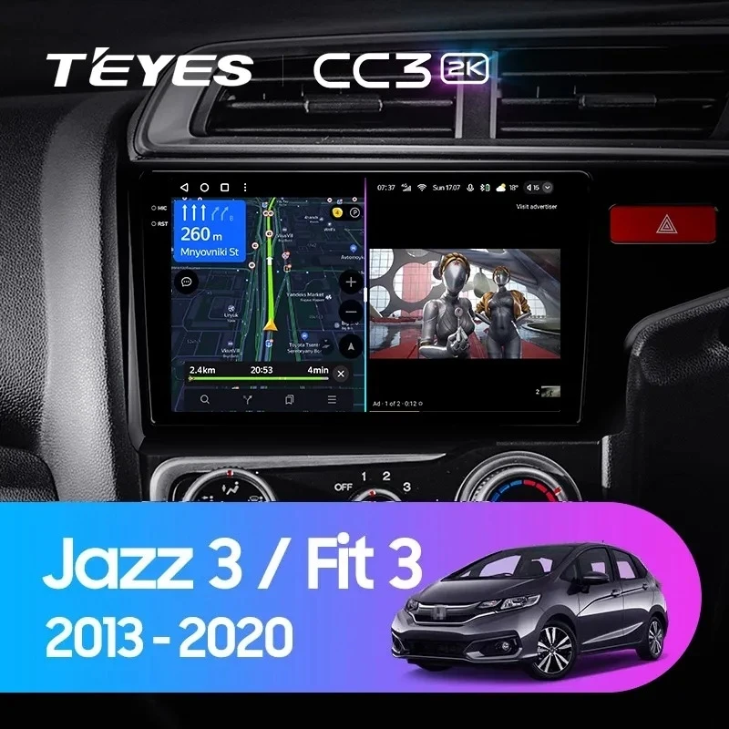 Штатная магнитола Teyes CC3 2K 4/32 Honda Jazz 3 (2015-2020) Тип-B Правый руль
