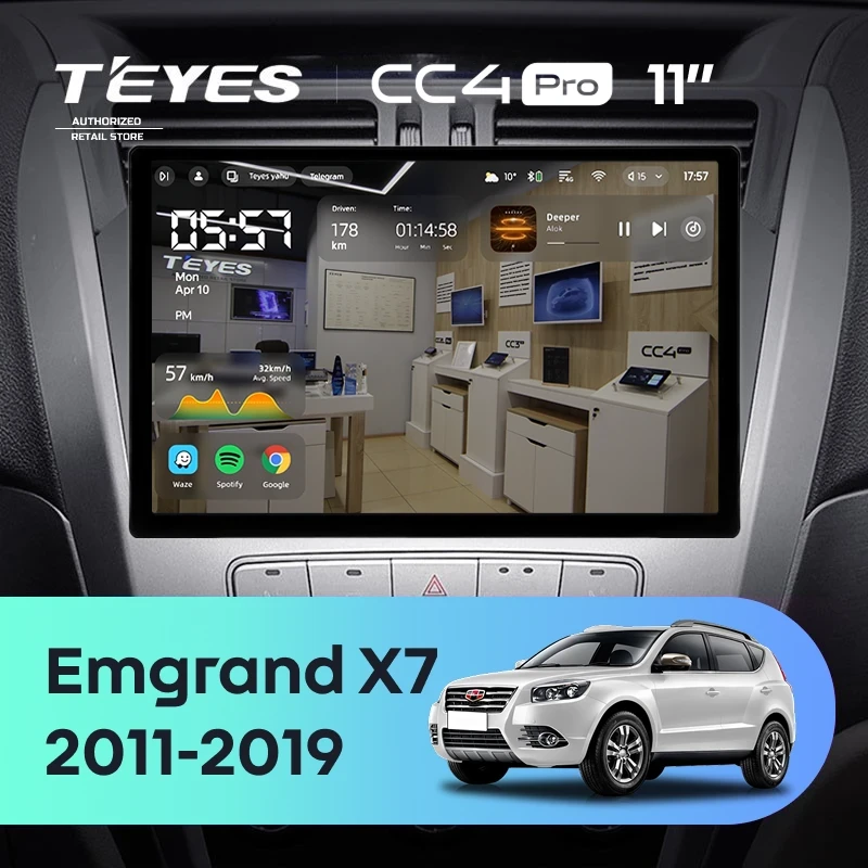 Штатная магнитола Teyes CC4 Pro 12/256 Geely Emgrand X7 1 GX7 EX7 (2011-2019) (11")