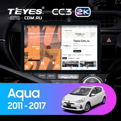 Штатная магнитола Teyes CC3 2K 4/32 Toyota Aqua (2011-2017) Правый руль (11")