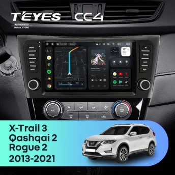 Штатная магнитола Teyes CC4 8/128 Nissan X-Trail 3 T32 (2013-2021) F4 климат контроль Тип-AB с кнопками