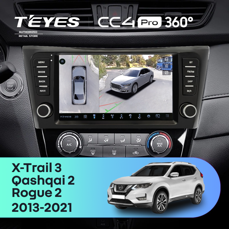 Штатная магнитола Teyes CC4 Pro 360 12/256 Nissan Qashqai 2 (2013-2021) F4 климат контроль Тип-AB с кнопками