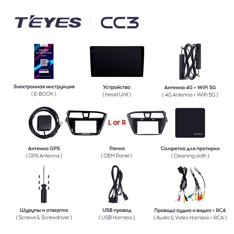 Штатная магнитола Teyes CC3L 4/64 Hyundai i20 2 GB (2014-2018) Правый руль