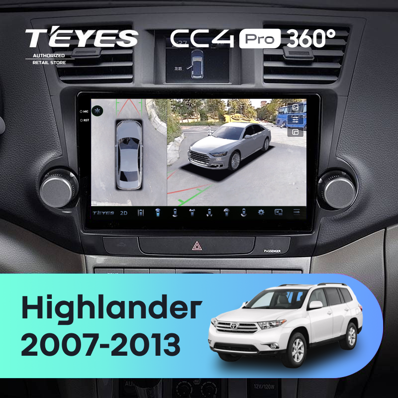 Штатная магнитола Teyes CC4 Pro 360 8/128 Toyota Highlander 2 XU40 (2007-2013) F1 10"