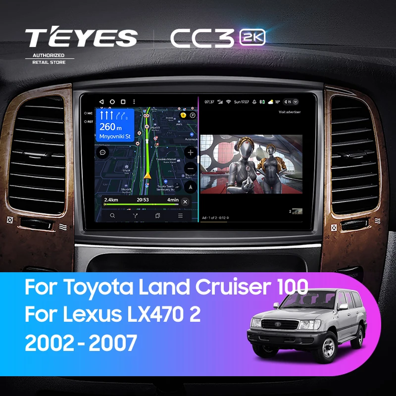 Штатная магнитола Teyes CC3 2K 4/64 Toyota Land Cruiser LC 100 / LC 105 (2002-2007) Тип-A