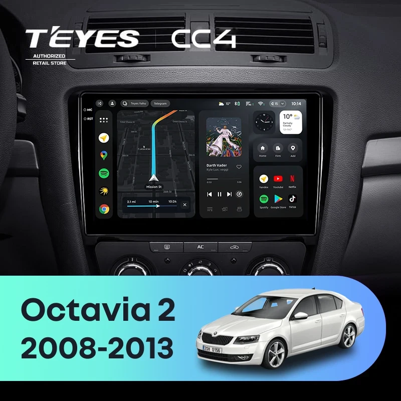 Штатная магнитола Teyes CC4 8/128 Skoda Octavia 2 A5 (2008-2013)