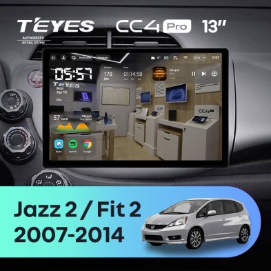 Штатная магнитола Teyes CC4 Pro 12/256 Honda Fit 2 GE (2007-2014) (13")