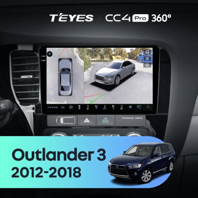 Штатная магнитола Teyes CC4 Pro 360 8/128 Mitsubishi Outlander 3 GF0W GG0W (2012-2018) Тип-B Правый руль