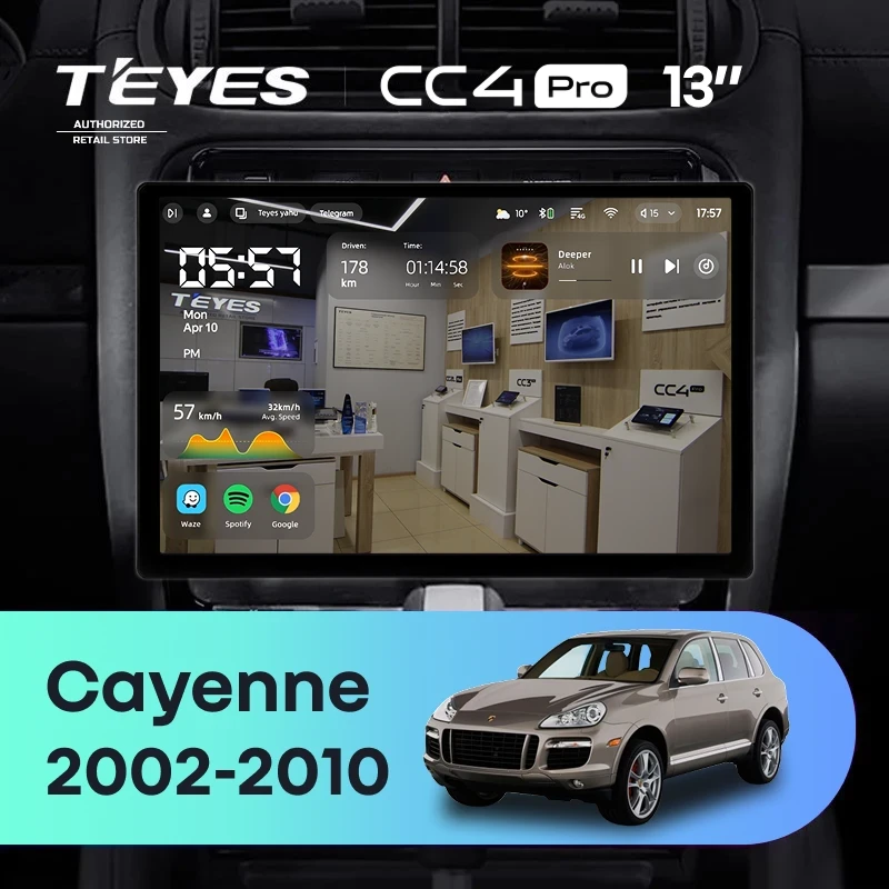 Штатная магнитола Teyes CC4 Pro 8/128 Porsche Cayenne I 1 9PA (2002-2010) (13")