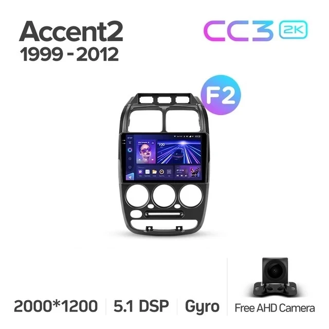 Штатная магнитола Teyes CC3 2K 4/64 Hyundai Accent II LC2 (1999-2012) F2