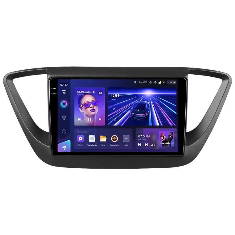 Переходная рамка Hyundai Solaris 2 (2017-2020) (черный матовый) F2 Тип-A (9")