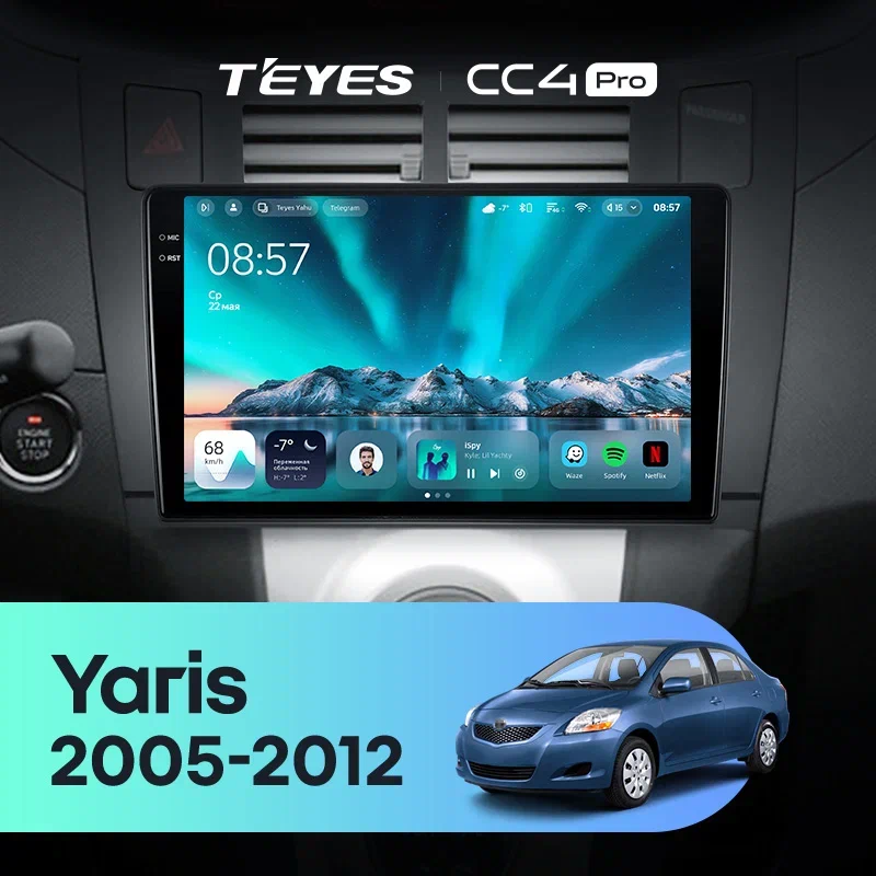 Штатная магнитола Teyes CC4 Pro 12/256 Toyota Yaris XP90 (2005-2012) F1