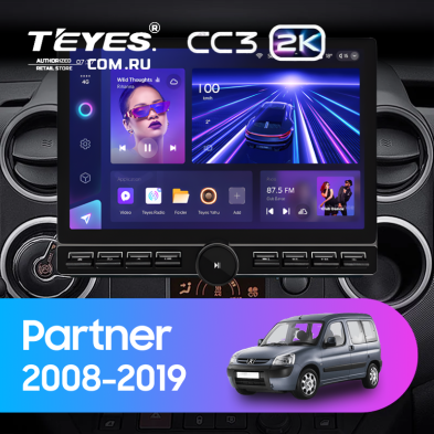 Штатная магнитола Teyes CC3 2K 6/128 Peugeot Partner (2008-2019) (13&quot; с кнопками)