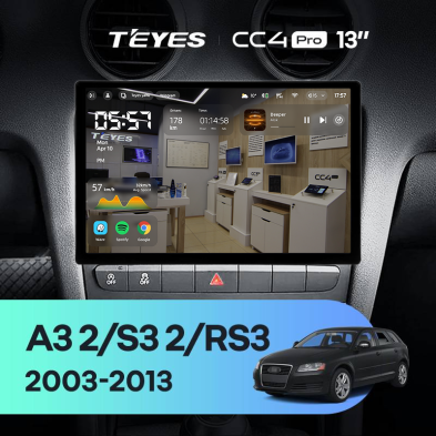 Штатная магнитола Teyes CC4 Pro 12/256 Audi A3 2 8P (2003-2013) (13")