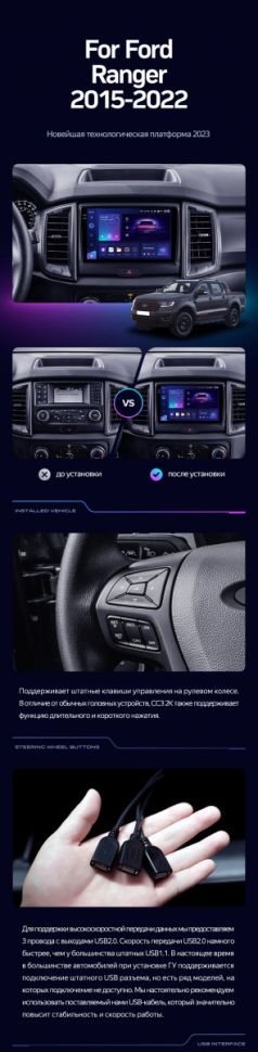 Штатная магнитола Teyes CC3L 4/32 Ford Ranger P703 (2015-2022) Тип-B