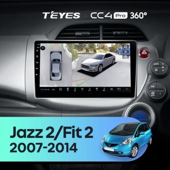 Штатная магнитола Teyes CC4 Pro 360 12/256 Honda Fit GE GP GE (2007-2014) Правый руль