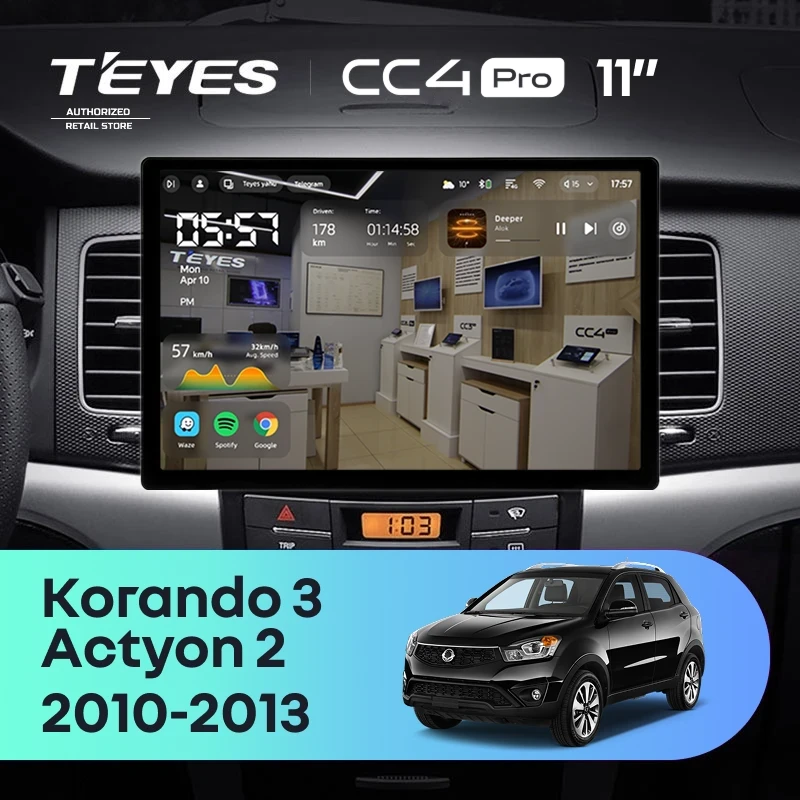 Штатная магнитола Teyes CC4 Pro 12/256 SsangYong Korando 3 Actyon 2 (2010-2013) (11")