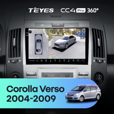Штатная магнитола Teyes CC4 Pro 360 8/128 Toyota Corolla Verso AR10 (2004-2009) F2
