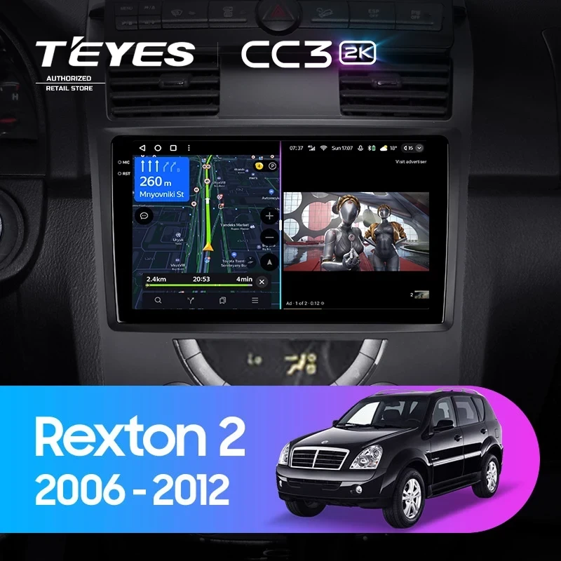 Штатная магнитола Teyes CC3 2K 4/64 SsangYong Rexton Y250 2 (2006-2012)