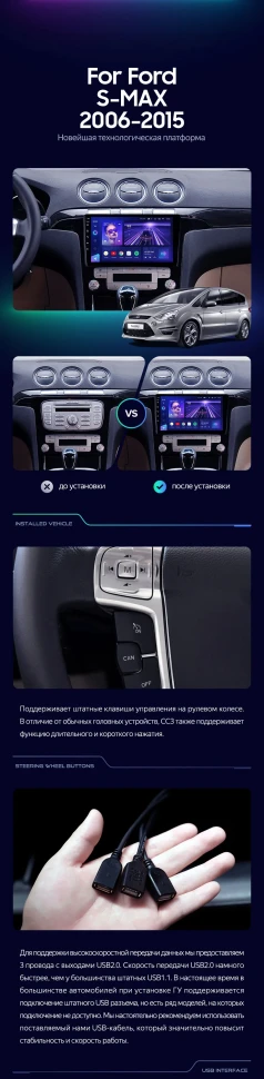 Штатная магнитола Teyes CC3L 4/32 Ford S-MAX 1 (2006-2015) F1