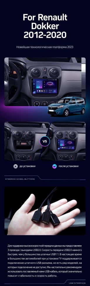 Штатная магнитола Teyes CC3 4/32 Renault Dokker (2012-2020)