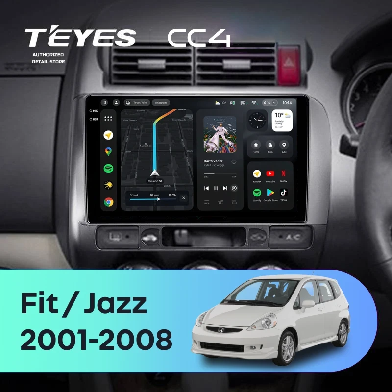 Штатная магнитола Teyes CC4 8/128 Honda Jazz GD (2001-2008) Правый руль