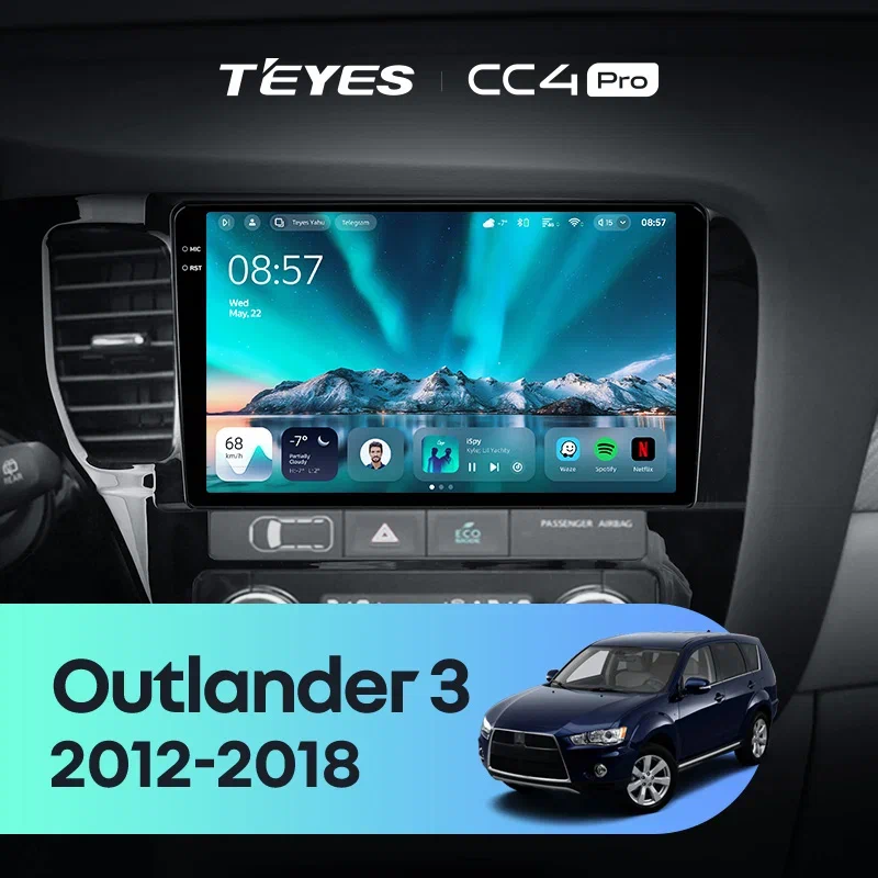 Штатная магнитола Teyes CC4 Pro 12/256 Mitsubishi Outlander 3 GF0W GG0W (2012-2018) Тип-A Правый руль