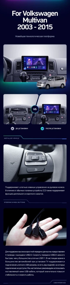 Штатная магнитола Teyes CC3 2K 360 6/128 Volkswagen Multivan T5 (2003-2015)