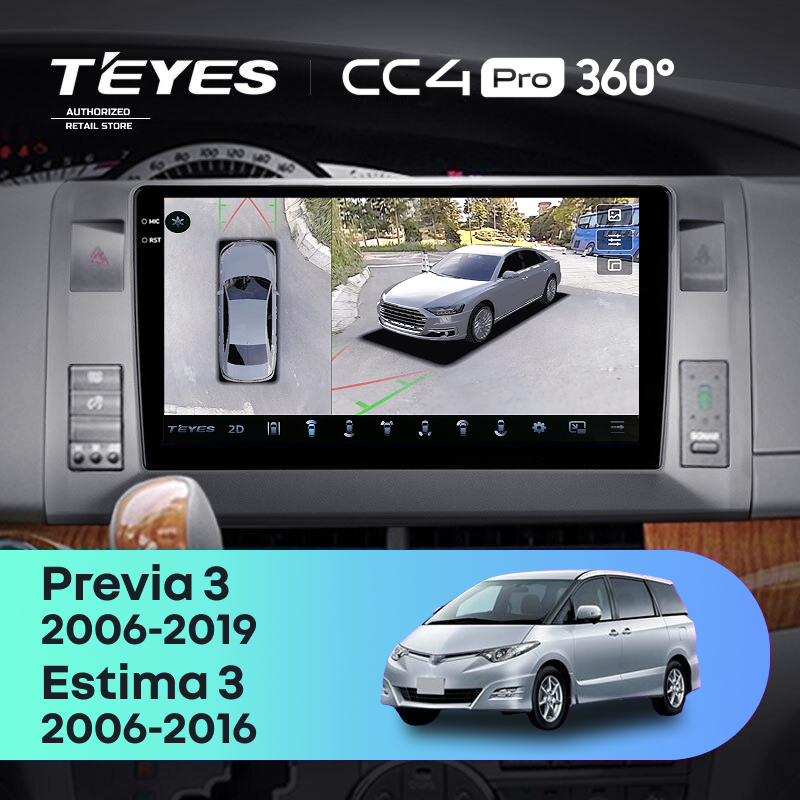 Штатная магнитола Teyes CC4 Pro 360 8/128 Toyota Previa, Estima AHR20 XR50 (2006-2019)