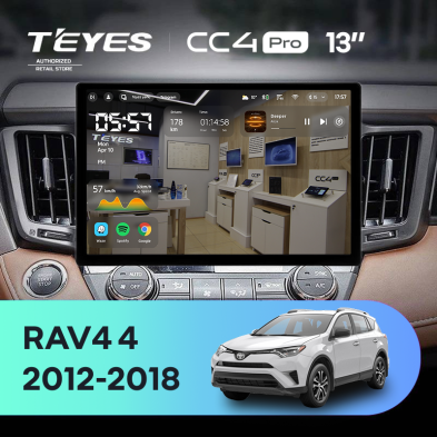 Штатная магнитола Teyes CC4 Pro 12/256 Toyota RAV4 4 XA40 5 XA50 (2012-2018) (13")