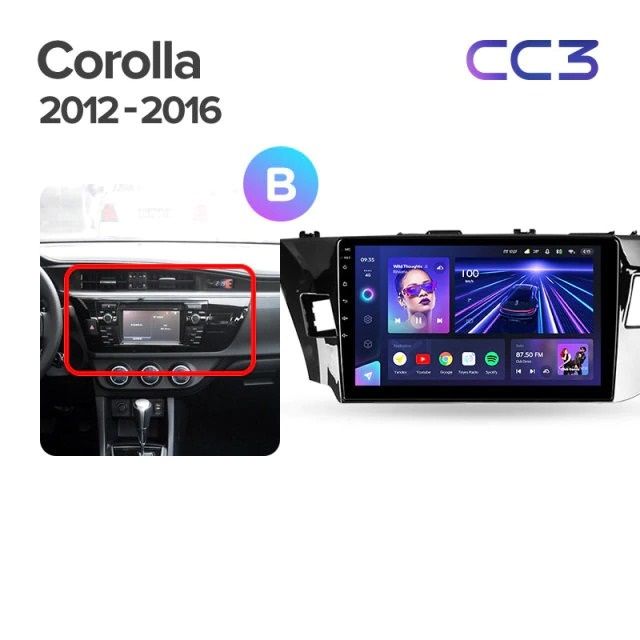 Штатная магнитола Teyes CC3 4/32 Toyota Corolla (2012-2016) Тип-B