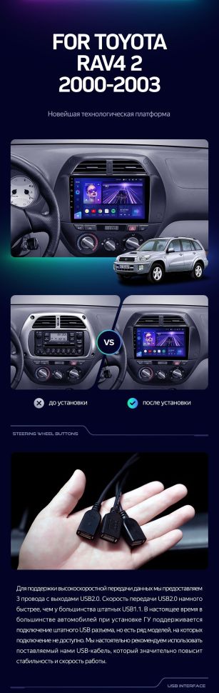 Штатная магнитола Teyes CC3 2K 4/64 Toyota RAV4 2 CA20 (2000-2003) F3