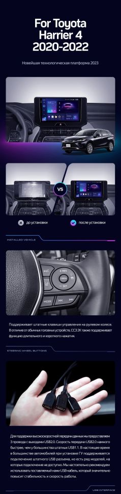 Штатная магнитола Teyes CC3 4/32 Toyota Harrier 4 XU80 (2020-2022)