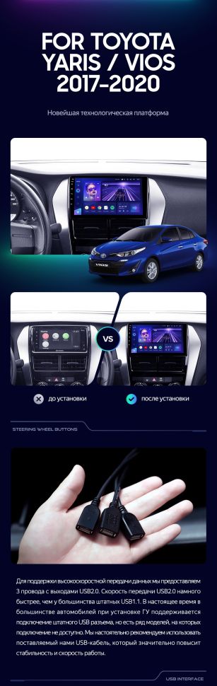 Штатная магнитола Teyes CC3 2K 4/64 Toyota Yaris (2017-2020) F2