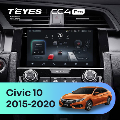 Штатная магнитола Teyes CC4 Pro 8/128 Honda Civic 10 FC FK (2015-2020)