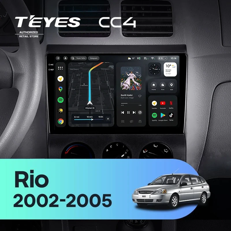Штатная магнитола Teyes CC4 6/64 Kia Rio 1 (2002-2005)