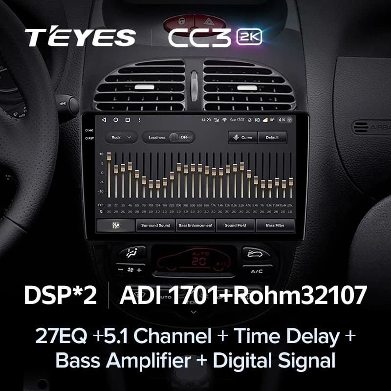 Штатная магнитола Teyes CC3 2K 360 6/128 Peugeot 206 (1998-2012) F1