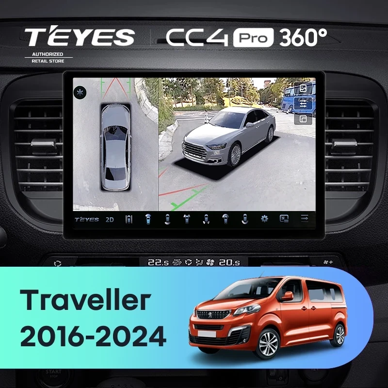 Штатная магнитола Teyes CC4 Pro 360 12/256 Peugeot Traveller (2016-2024) (13")