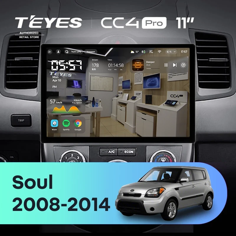 Штатная магнитола Teyes CC4 Pro 8/128 Kia Soul 1 (2008-2014) (11")
