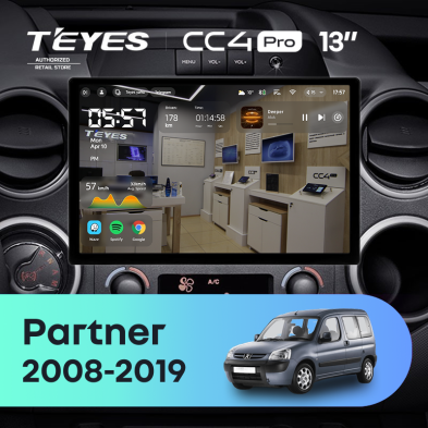 Штатная магнитола Teyes CC4 Pro 8/128 Peugeot Partner (2008-2019) (13&quot;)