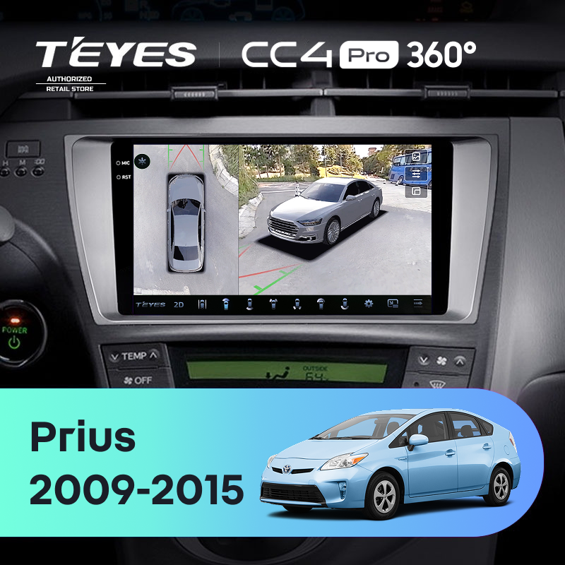 Штатная магнитола Teyes CC4 Pro 360 8/128 Toyota Prius 3 XW30 (2009-2015) F1 Правый руль