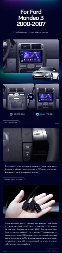 Штатная магнитола Teyes CC3 2K 4/64 Ford Mondeo 3 (2000-2007) F2
