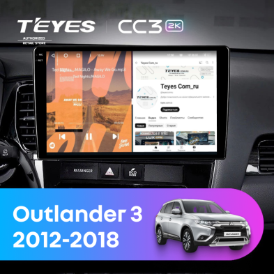Штатная магнитола Teyes CC3 2K 4/32 Mitsubishi Outlander 3 GF0W GG0W (2012-2018) Тип-A (13")